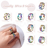 Mega Pet 9Pcs 9 Styles Rainbow Color 304 Stainless Steel Cuff Rings RJEW-MP0001-01-2