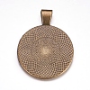 Flat Round Alloy Pendant Cabochon Settings PALLOY-A15654-AB-3