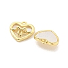 Brass Pave Shell Heart with Bowknot Charms KK-Z044-03G-2