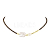 Rectangle Natural Baroque Keshi Pearl and Faceted Round Natural Mixed Stone Beaded Necklaces for Women NJEW-JN06682-4
