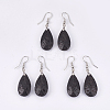 Natural Lava Rock Dangle Earrings EJEW-P150-A010-1