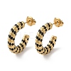 Real 18K Gold Plated 304 Stainless Steel with Glass Ring Stud Earrings EJEW-Z026-18G-2