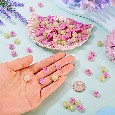 500Pcs 5 Styles Luminous Frosted Acrylic Beads FACR-TA0001-11-1