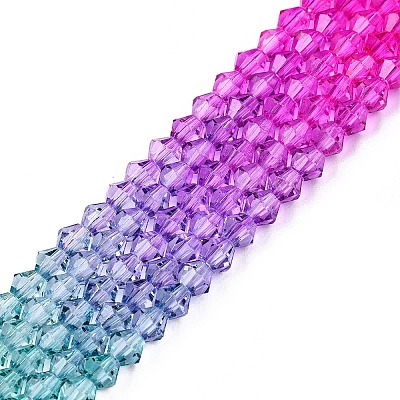 Gradient Color Baking Paint Glass Bead Strands X1-DGLA-A039-T2mm-A011-1