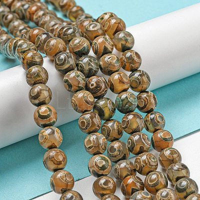 Tibetan Style dZi Beads Strands G-P526-D03-01-1