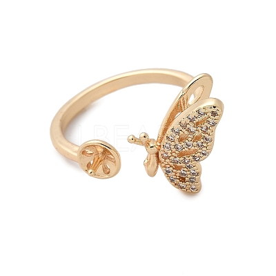 Butterfly Brass Micro Pave Cubic Zirconia Cuff Ring Setting LS-KK-A244-01E-G-1