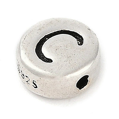 925 Sterling Silver Flat Round with Letter Beads LS-STER-G044-01AS-C-1