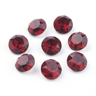 Pointed Back & Back Plated Glass Rhinestone Cabochons X-RGLA-J012-10mm-208-1