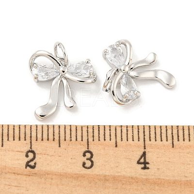 Rack Plating Brass Micro Pave Clear Cubic Zirconia Pendants KK-B093-01G-P-1