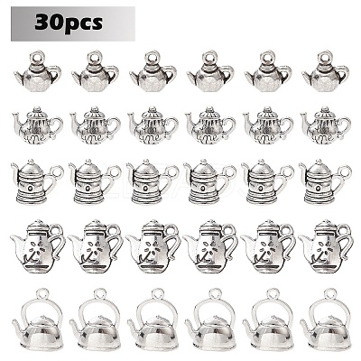 30Pcs 6 Styles Tibetan Style Alloy Charms TIBEP-YW0001-77-1