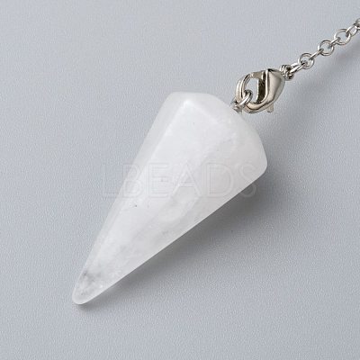 Platinum Tone Brass Crystal Cone Hexagonal Pointed Dowsing Pendulums X-MAK-M015-01I-1