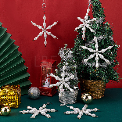 Snowflake Glass Pendant Decoration HJEW-GO00054-1