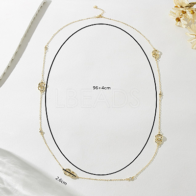 Simple Iron Double Ring Cable Chain Long Necklaces for Women WE4391-1