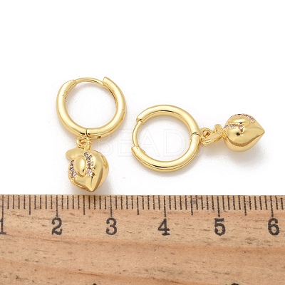 Brass Cubic Zirconia Hoop Earrings EJEW-Q015-01G-C-1