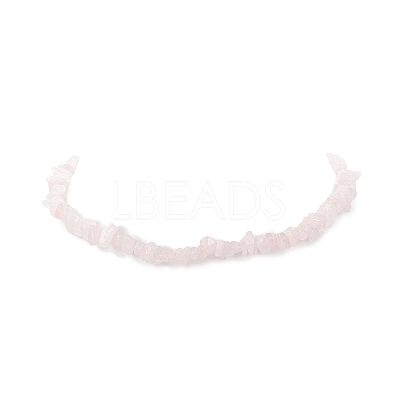 Natural Rose Quartz Chip Beaded Necklaces with 304 Stainless Steel Lobster Claw Clasp & Chain Extender NJEW-JN04225-01-1