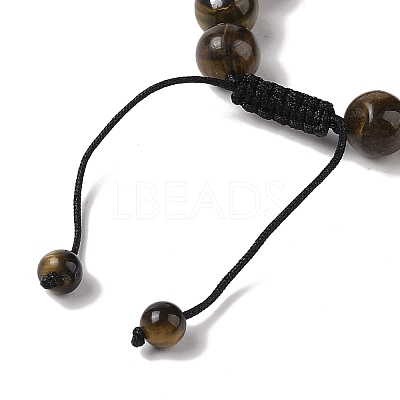 10mm Round Natural Tiger Iron Braided Bead Bracelets BJEW-C067-01C-04-1