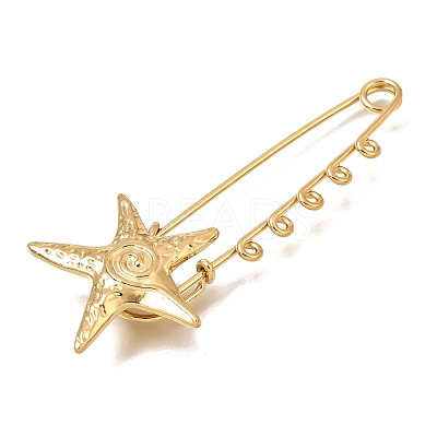Starfish with Swirl 304 Stainless Steel Safety Pins Brooch Findings SA-CBAB767-06A-G-1
