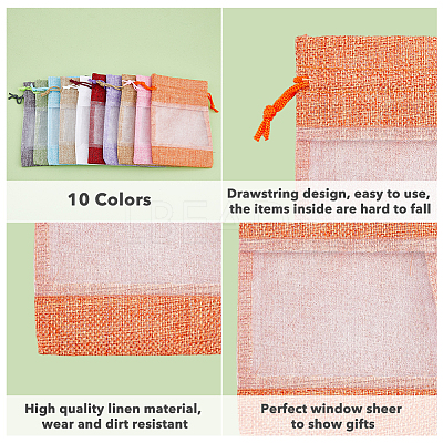 20Pcs 10 Colors Linen Pouches ABAG-HY0001-05-1