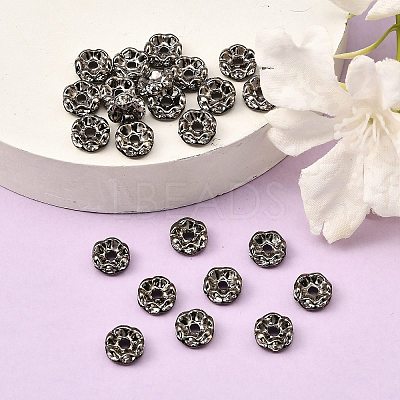 Brass Rhinestone Spacer Beads RB-A014-L8mm-01B-1