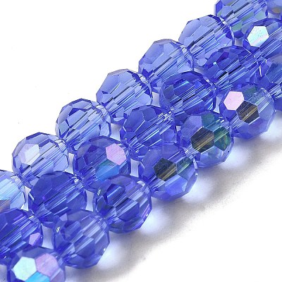 Electroplate Transparent Glass Beads Strands EGLA-A035-T8mm-L14-1