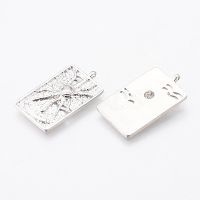 Brass Micro Pave Clear Cubic Zirconia Pendants KK-N232-168P-NF-1