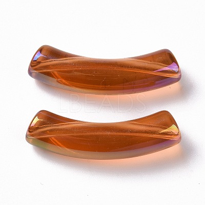 UV Plating Transparent Rainbow Iridescent Acrylic Beads OACR-A016-01A-1
