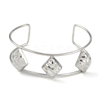 Non-Tarnish 304 Stainless Steel Wide Textured Open Cuff Bangles BJEW-Q348-05P-13-1