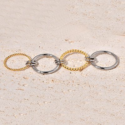 Twist 304 Stainless Steel Finger Rings for Women WG52099-01-1