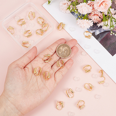 24Pcs Brass Clip-on Earring Converters Findings KK-SP0001-16G-1