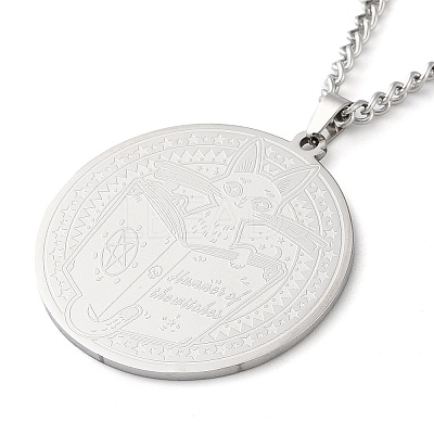 Non-Tarnish 304 Stainlessa Steel Curb Chain Pendant Necklaces LS-NJEW-H034-07P-1