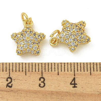 Rack Plating Brass Micro Pave Clear Cubic Zirconia Charms KK-Z067-23G-04-1