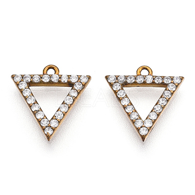 Brass Micro Pave Clear Cubic Zirconia Charms ZIRC-Q002-150C-NF-1