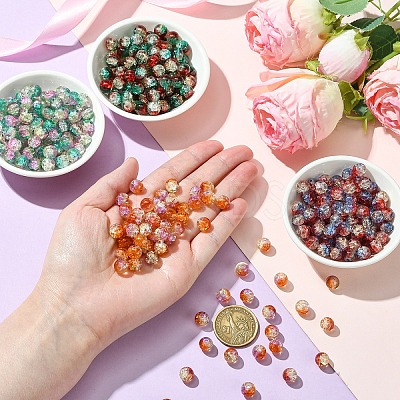 100Pcs Crackle Glass Beads CCG-YW0001-19A-01-1