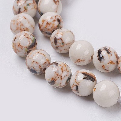Sea Shell and Synthetic Turquoise Assembled Beads Strands G-G758-08-10mm-1