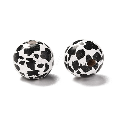 Printed Wood European Beads WOOD-F011-06-1