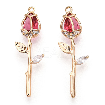 Brass Micro Pave Cubic Zirconia Pendants KK-S364-014A-1