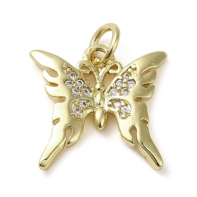 Brass Micro Pave Clear Cubic Zirconia Pendants KK-U005-01E-G-1