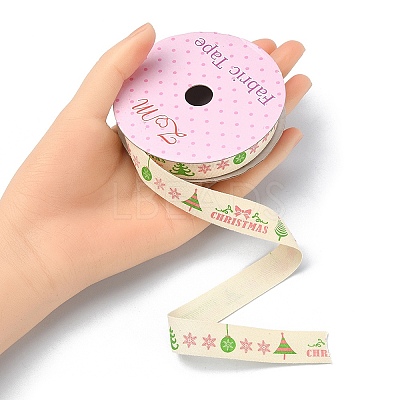 5 Rolls 5 Patterns Single Face Printed Cotton Satin Ribbons OCOR-YW0001-04-1