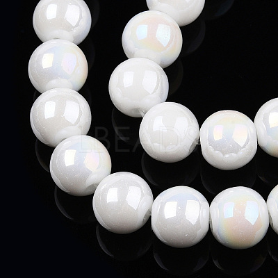 Electroplate Opaque Glass Beads Strands X-GLAA-T032-P8mm-AB02-1