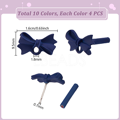 40Pcs 10 Colors Alloy Bowknot Stud Earring Findings EJEW-GA0001-13-1