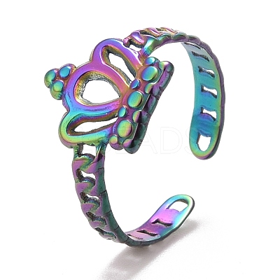 Rainbow Color Ion Plating(IP) 304 Stainless Steel Open Cuff Ring Findigns RJEW-A005-14-1