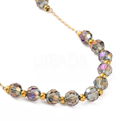 Ion Plating(IP) Crucifix Cross 304 Stainless Steel Rosary Bead Necklaces NJEW-M075-03G-03-1