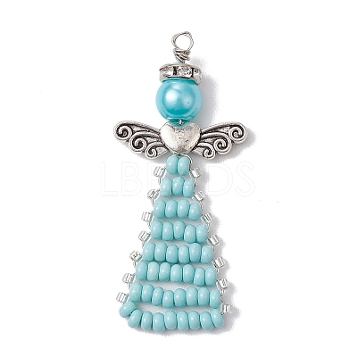 Glass Seed Beads Pendants PALLOY-MZ00381-04-1