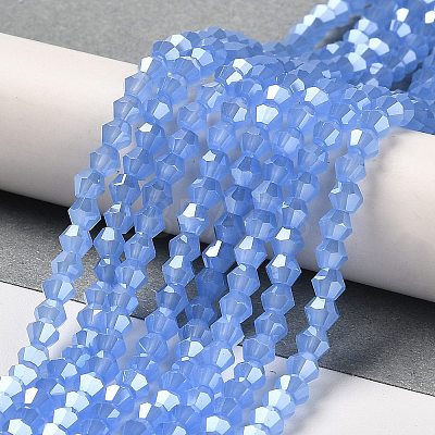 Imitation Jade Electroplate Glass Beads Strands GLAA-F029-J4mm-C04-1