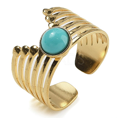 Synthetic Turquoise Finger Rings RJEW-U027-02G-04-1