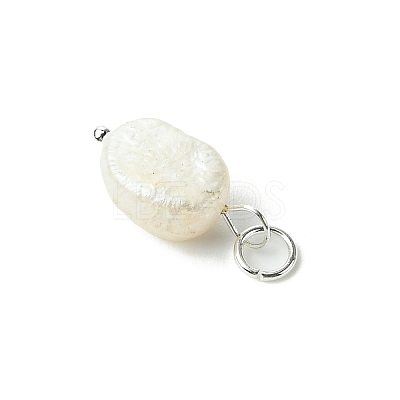 Grade B Natural Cultured Freshwater Pearl Charms X-PALLOY-JF01497-03-1