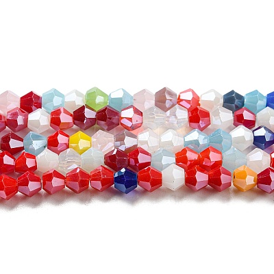 Opaque Solid Color Electroplate Glass Beads Strands GLAA-F029-P4mm-C16-1