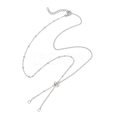 304 Stainless Steel Cable Chain Satellite Chain Slider Necklace Making AJEW-JB01511-02-1