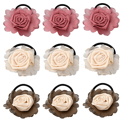 9Pcs 3 Colors Polyester Hair Accessories OHAR-GO0001-16-1