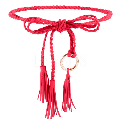 Handmade Imitation Leather Braided Rope Tie Belts AJEW-WH20006-398C-1